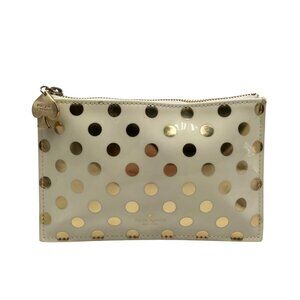 Kate Spade Cream And Gold Polka Dot Pouch